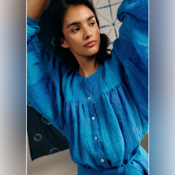 Blue Anemone Fawn Linen Blouse - Picture 4 of 7